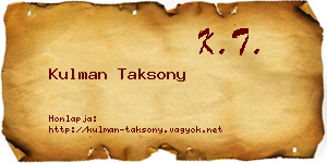 Kulman Taksony névjegykártya